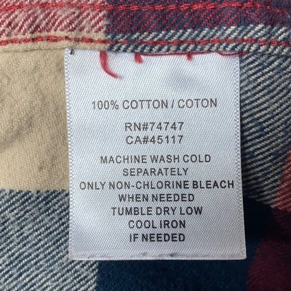 RED HEAD Men's Flannel Shirt Size 2XT, Red/Blue/White Plaid, 100% Cotton, Button - Picture 10 of 11
